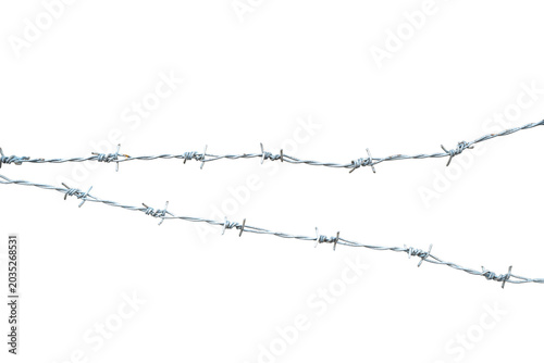 Foto A detailed image of two strands of barbed wire, twisted and sharp, against On Transparent Background, conveying a sense of security and protection