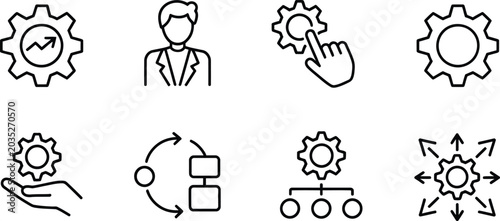Schilderij op canvas Business Management and Workflow Line Editable Icon Set