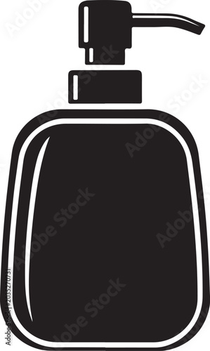 Black soap dispenser, hand soap bottle, bathroom icon, vector illustration isolated PNG with Transparent Background