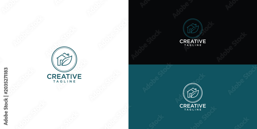 Fototapeta premium Abstract House and Leaf Logo Design