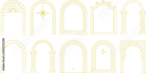 Foto Collection of Golden Outline Architectural Arches and Doorways Featuring Diverse