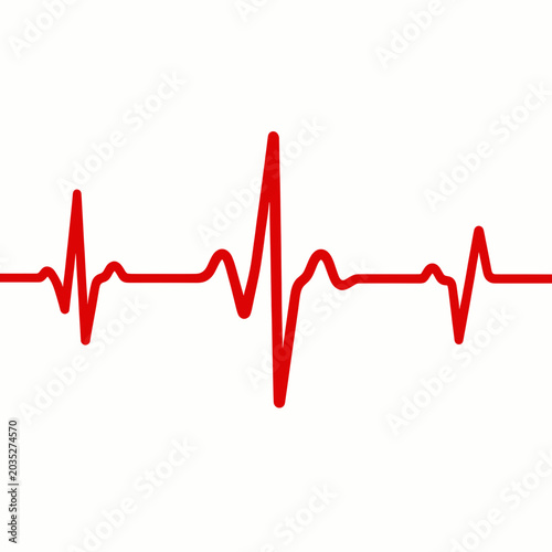 Red Heartbeat Line Graphic on White Background