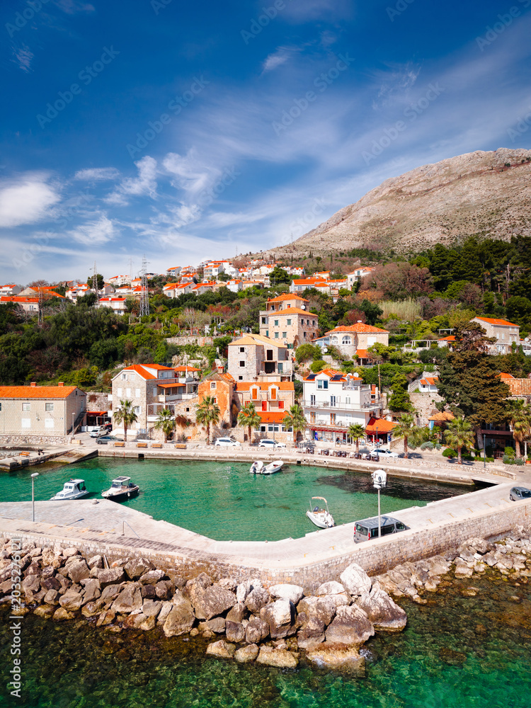 Obraz premium Mlini, Croatia on the Harbor