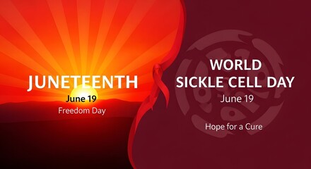 June 19 Dual Awareness Banner for Juneteenth Freedom Day and World Sickle Cell Day