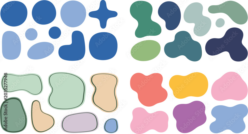 Fototapeta premium Abstract organic blob shapes collection with modern colorful flat elements for branding wallpaper packaging and creative design