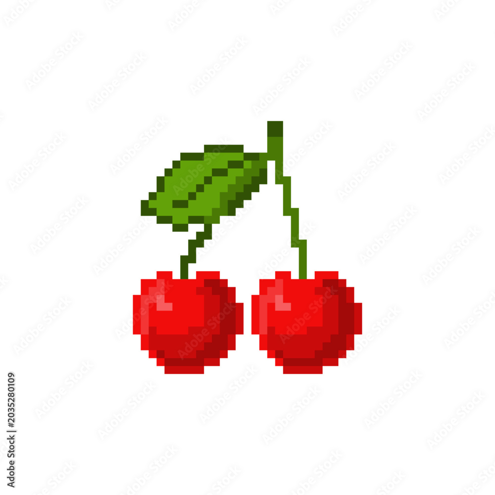 Fototapeta premium Vector Illustration of Cherry with Pixel Art Design