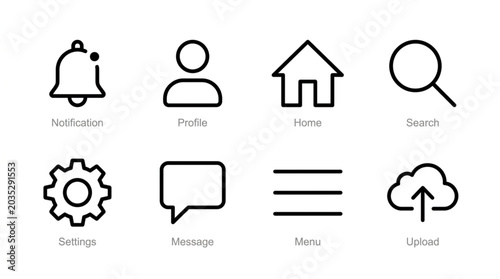 Photography Mobile app interface icons set.