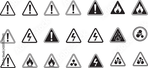 Warning Signs, Hazard Symbols, Safety Icons, Vector Graphics isolated PNG with Transparent Background