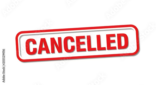 A bold red stamp with the word canceled in all capital letters, signifying the nullification of a document, event or process with a striking visual impact