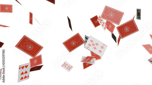 Falling Playing Cards on Black Background