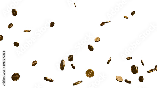 Foto Gold Coins Falling on Black Background