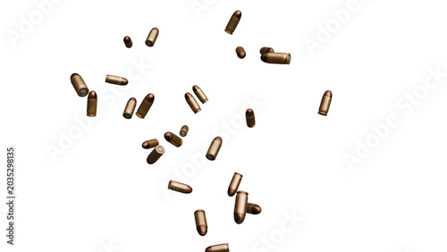 Foto Falling Bullet Casings on Black Background