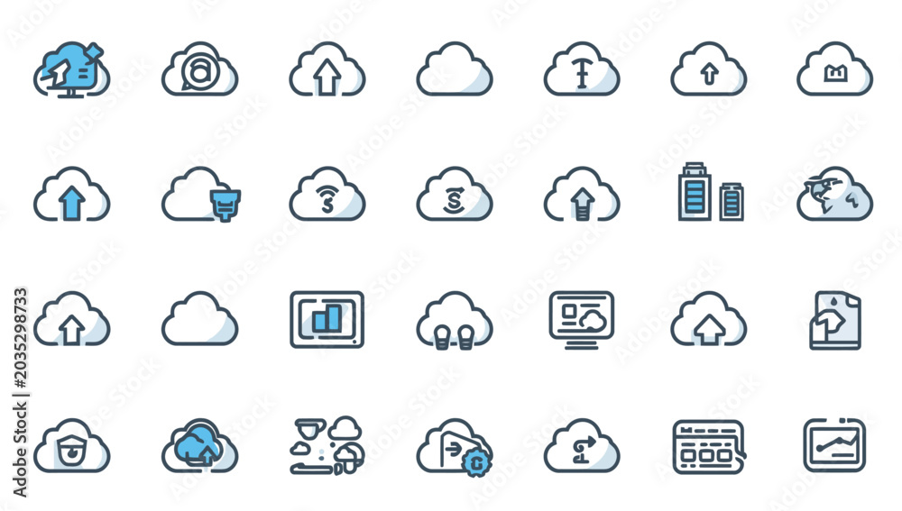 Obraz premium Cloud computing technology icons set.