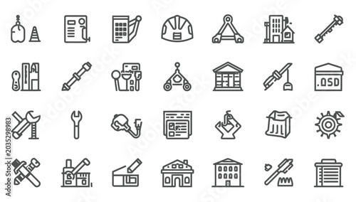 Photos Construction tools and equipment icons.