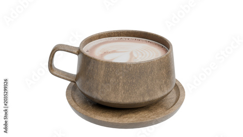 Valokuva Wooden Cup of Cappuccino on Black Background