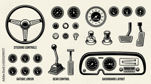 Photos Vintage car dashboard control panel.