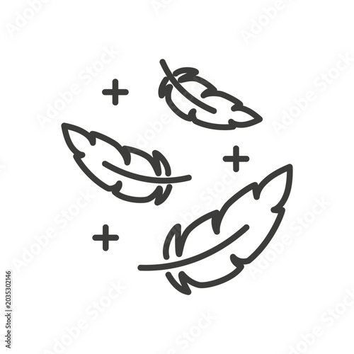 Feather icon, organic pure ingredients, feather vector linear icon