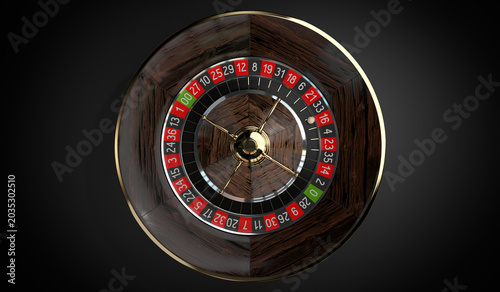 Roulette Wheel and Ball - Top View - 3D illustration