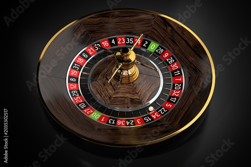 Roulette Wheel and Ball - Side View - 3D illustration