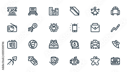 Tableau sur toile Black icons on white background.