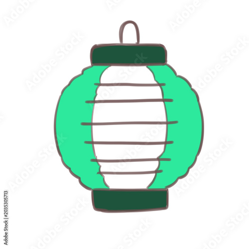 Light Green Japanese Paper Lantern Illustration