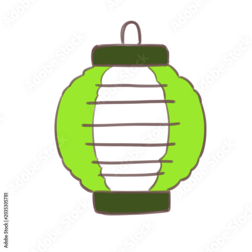 Lime Green Japanese Paper Lantern Illustration