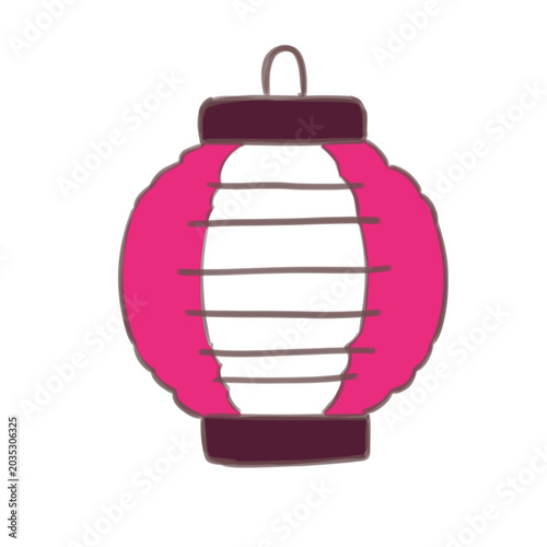 Pink Japanese Paper Lantern Illustration