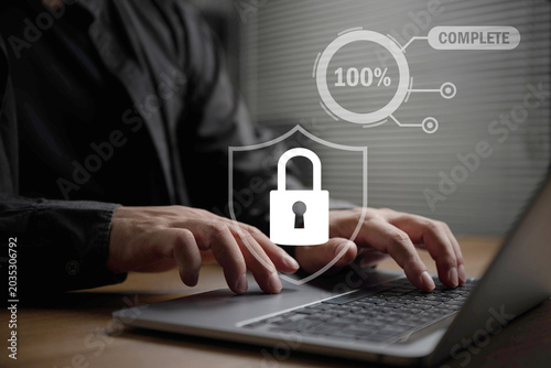 Businessman working on laptop for analyze data improvement 
