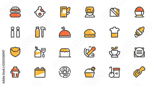 Fotografi Food icons set in colorful style.