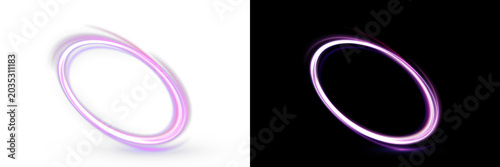 Foto Glowing neon vortex ring with energy flow and plasma light