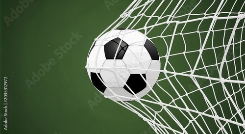 Soccer ball hitting the goal net
