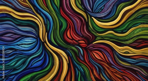 Vibrant colorful wavy abstract lines background