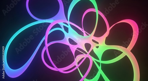 Vibrant neon light swirls on dark background