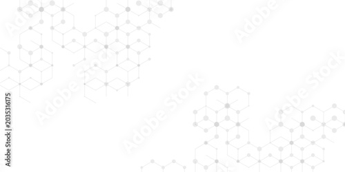 Foto Abstract grey and white digital geometric hexagon molecular structure background