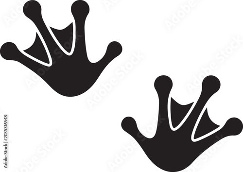 Tableau sur toile Frog Paw Prints Black Silhouette Vector Graphic with Webbed Feet Tracks