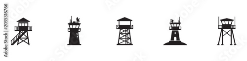 Foto Watchtower and guard tower icon set