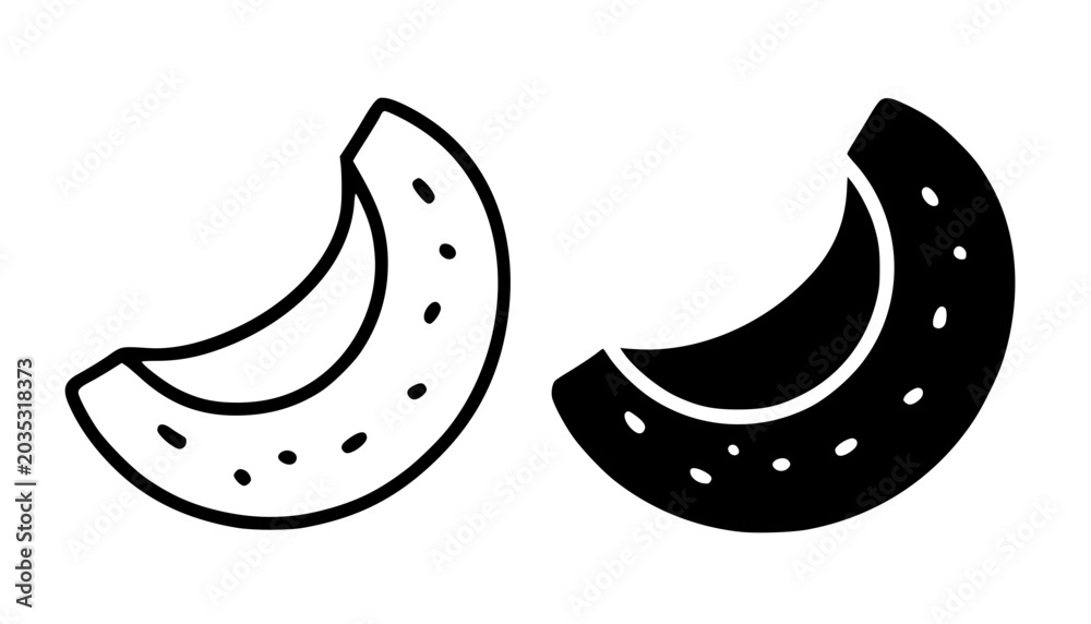 Fototapeta premium Coconut chips minimalist outline and silhouette icon