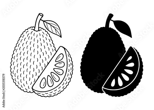 Obraz na płótnie Jackfruit minimalist outline and silhouette icon