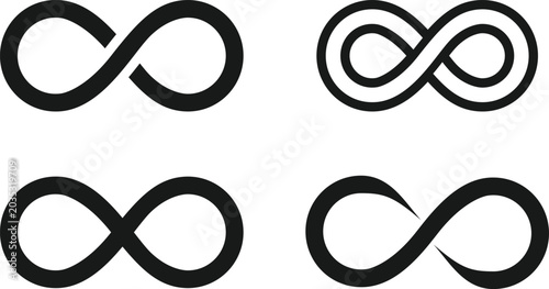 Photos Black infinity symbols on a white background looping shapes and endless concepts
