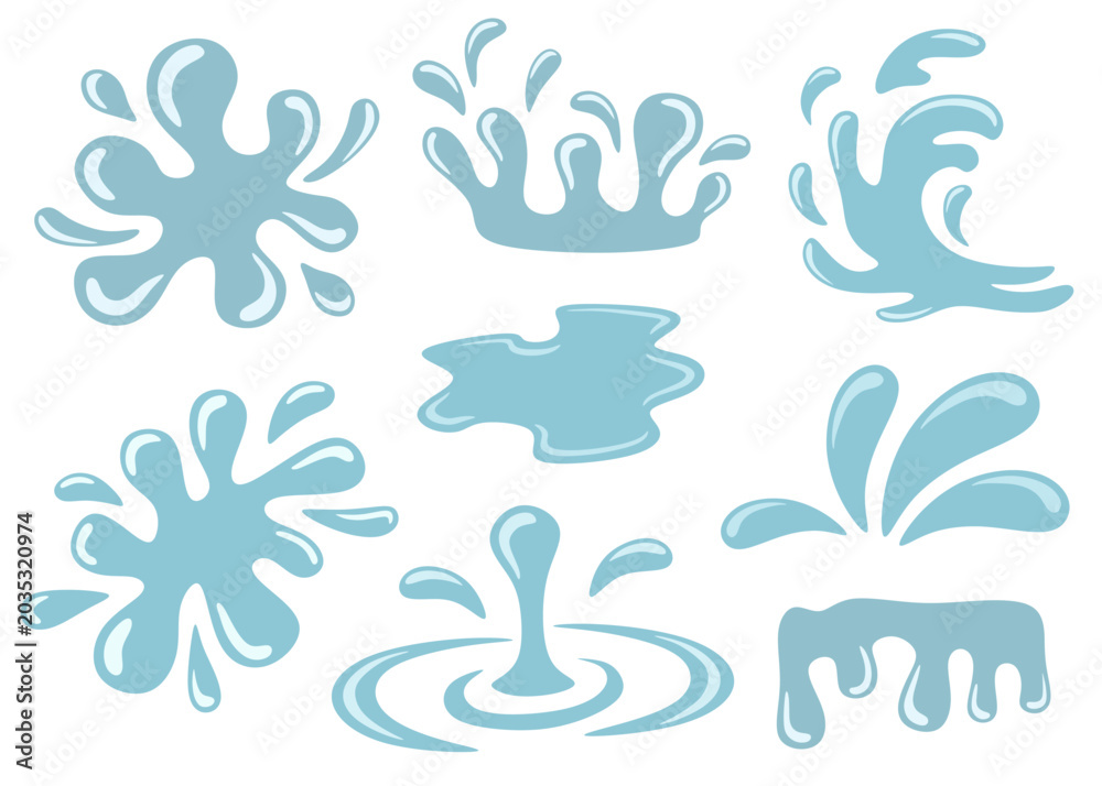 Naklejka premium Blue Liquid Splash and Water Drip Vector Collection 