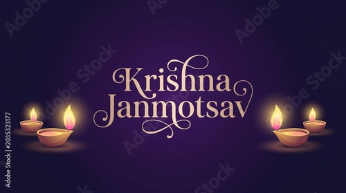 Vibrant Krishna Janmashtami Celebration High-Definition Vector Illustration