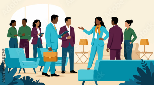 Tableau sur toile Diverse business professionals collaborating in a modern office meeting