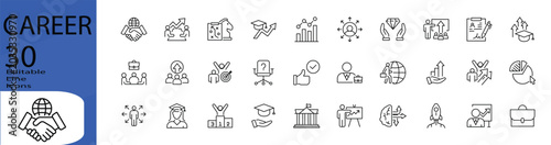 Schilderij op canvas Career line editable icon set