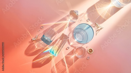 Abstract Glassware with Light Reflections