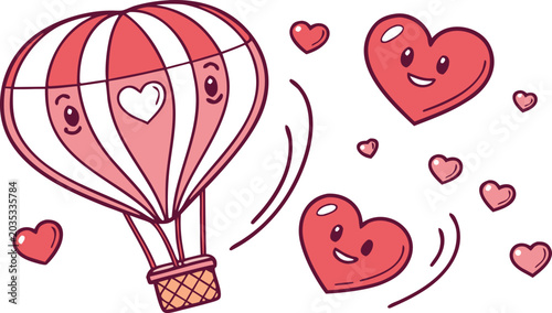 Colorful heart balloon vector illustration set for Valentine's Day, love celebration, romantic greeting cards, wedding and anniversary decoration.