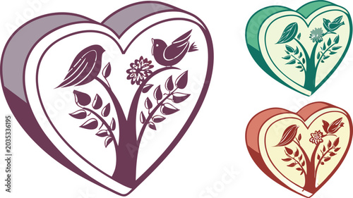 Colorful heart balloon vector illustration set for Valentine's Day, love celebration, romantic greeting cards, wedding and anniversary decoration.