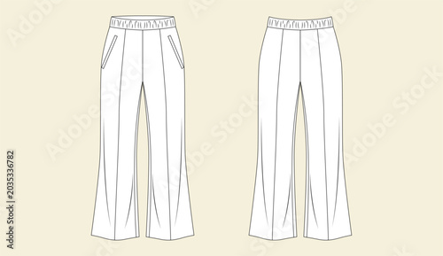 Foto Trousers fashion vector illustration featuring wide leg pants with elastic waist