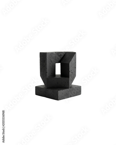 Matte Black Minimal Concrete Texture Background Isolated White Studio Aesthetic Modern Design Surface