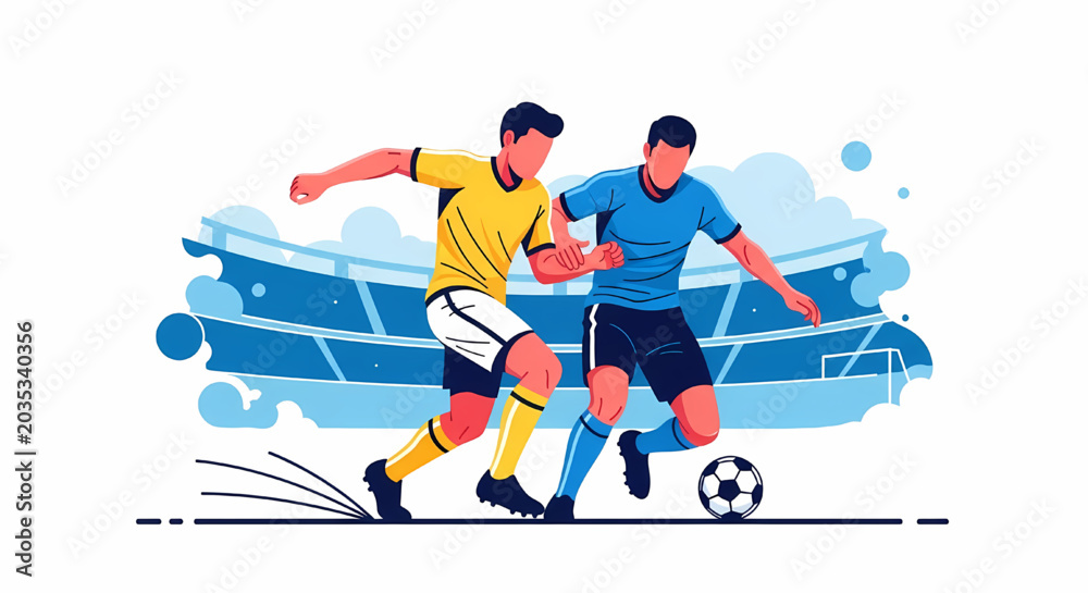 Obraz premium Two Professional Soccer Players Competing for the Ball