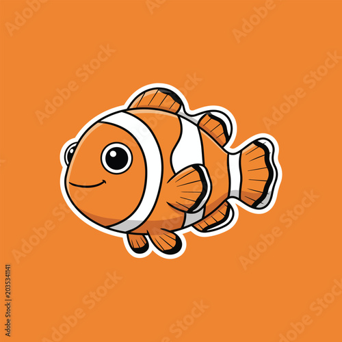Cartoon illustration of orange clownfish